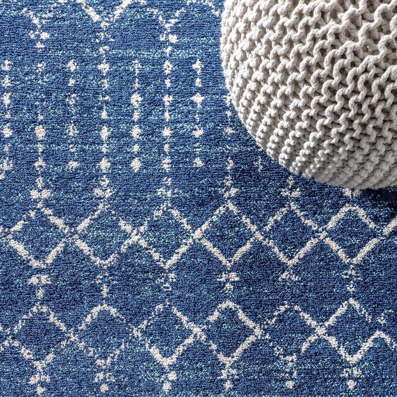 image:imageJONATHAN Y Boho Vintage Diamond CreamNavy Indoor Area Rug 9X12 ft Moroccan Hype for Living Room Bedroom Kitchen Office EasyCleaning High Traffic PetFriendly NonShedding MOH101F9BlueWhite