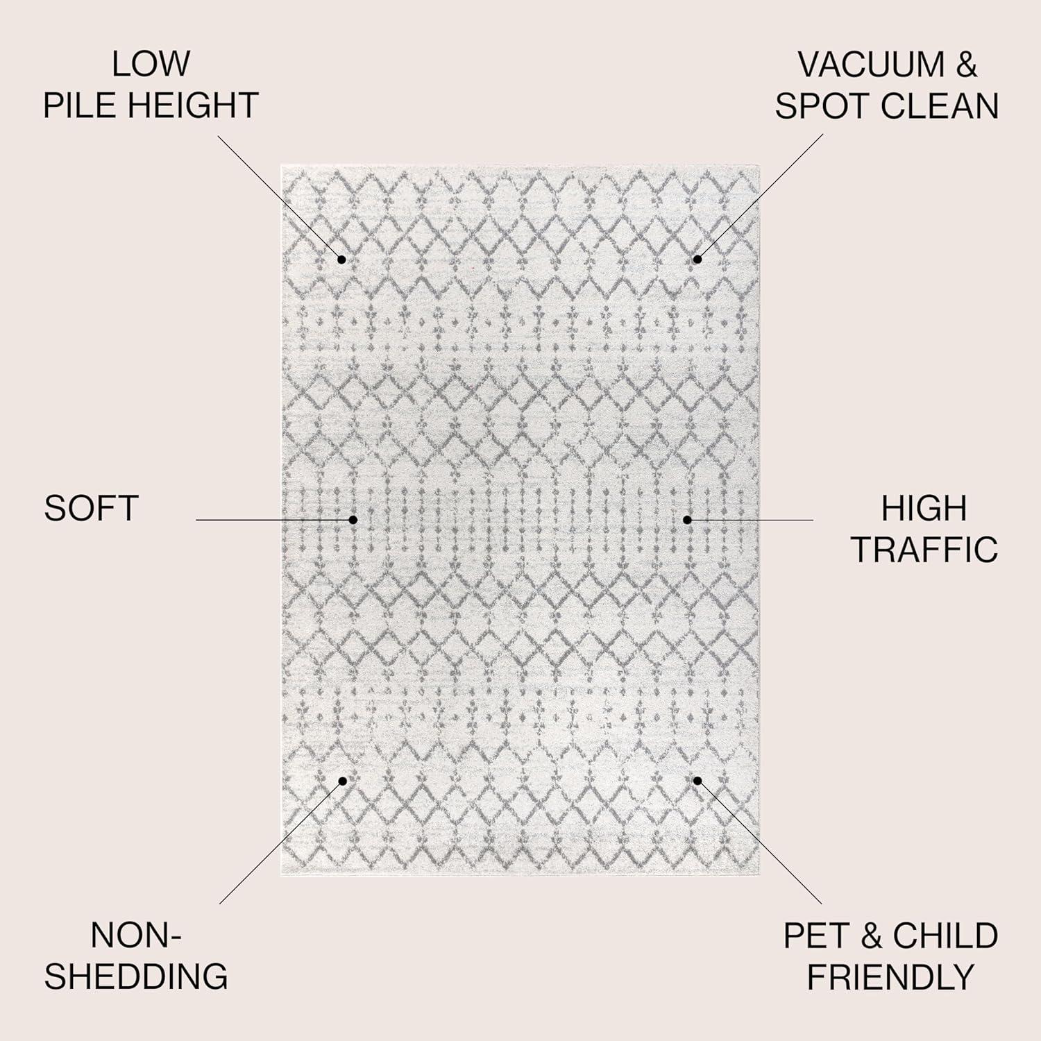 image:imageJONATHAN Y Boho Vintage Diamond CreamNavy Indoor Area Rug 9X12 ft Moroccan Hype for Living Room Bedroom Kitchen Office EasyCleaning High Traffic PetFriendly NonShedding MOH101F9CreamGray