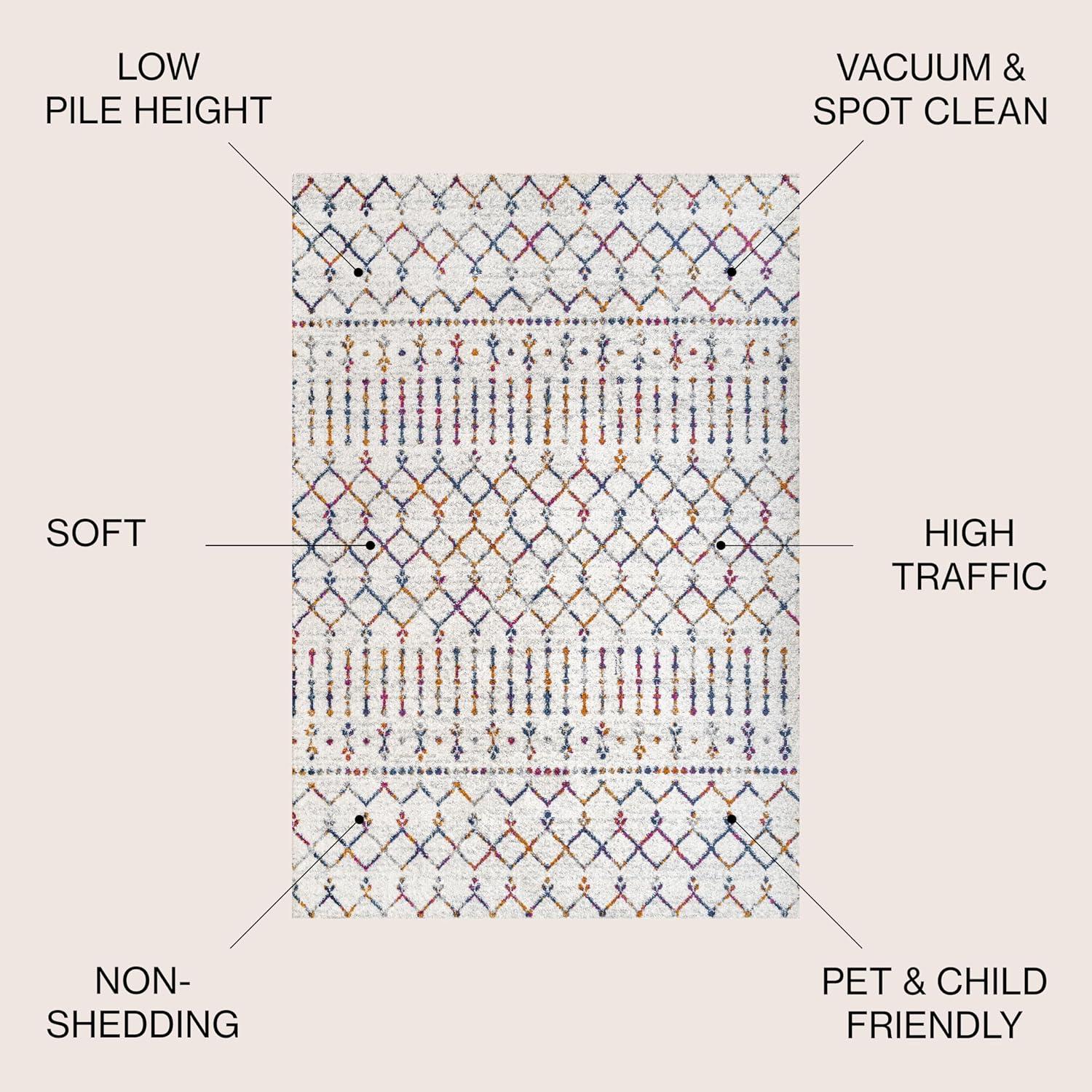 image:imageJONATHAN Y Boho Vintage Diamond CreamNavy Indoor Area Rug 9X12 ft Moroccan Hype for Living Room Bedroom Kitchen Office EasyCleaning High Traffic PetFriendly NonShedding MOH101F9CreamMulti