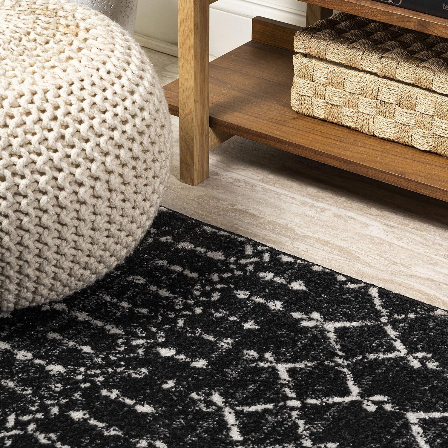 image:imageJONATHAN Y Boho Vintage Diamond CreamNavy Indoor Area Rug 9X12 ft Moroccan Hype for Living Room Bedroom Kitchen Office EasyCleaning High Traffic PetFriendly NonShedding MOH101F9BlackIvory