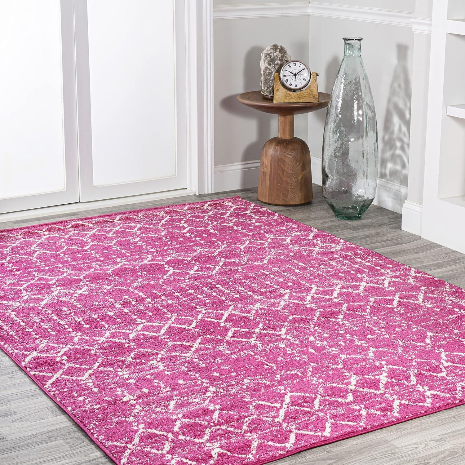 image:imageJONATHAN Y Boho Vintage Diamond CreamNavy Indoor Area Rug 9X12 ft Moroccan Hype for Living Room Bedroom Kitchen Office EasyCleaning High Traffic PetFriendly NonShedding MOH101F9FuchsiaIvory