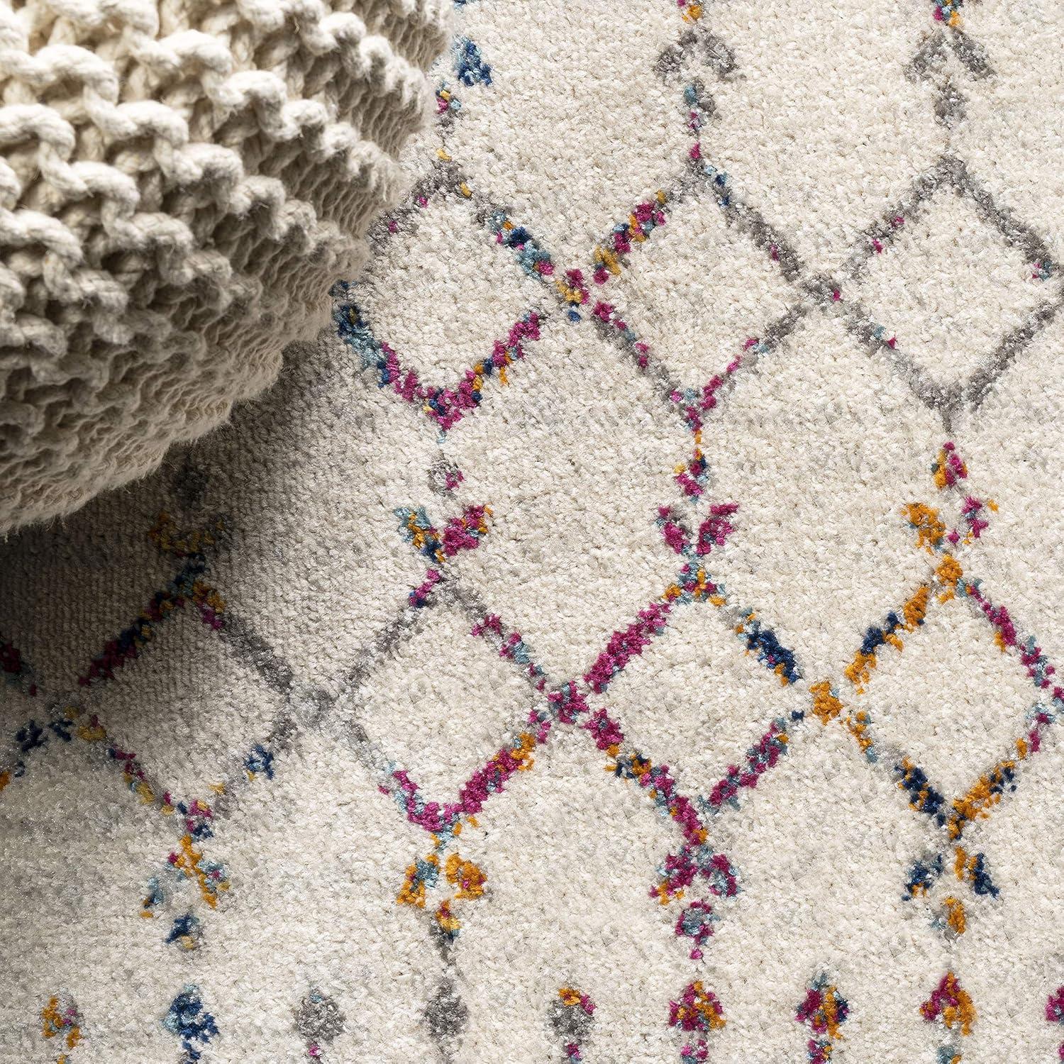 image:imageJONATHAN Y Boho Vintage Diamond CreamNavy Indoor Area Rug 9X12 ft Moroccan Hype for Living Room Bedroom Kitchen Office EasyCleaning High Traffic PetFriendly NonShedding MOH101F9IvoryMulti