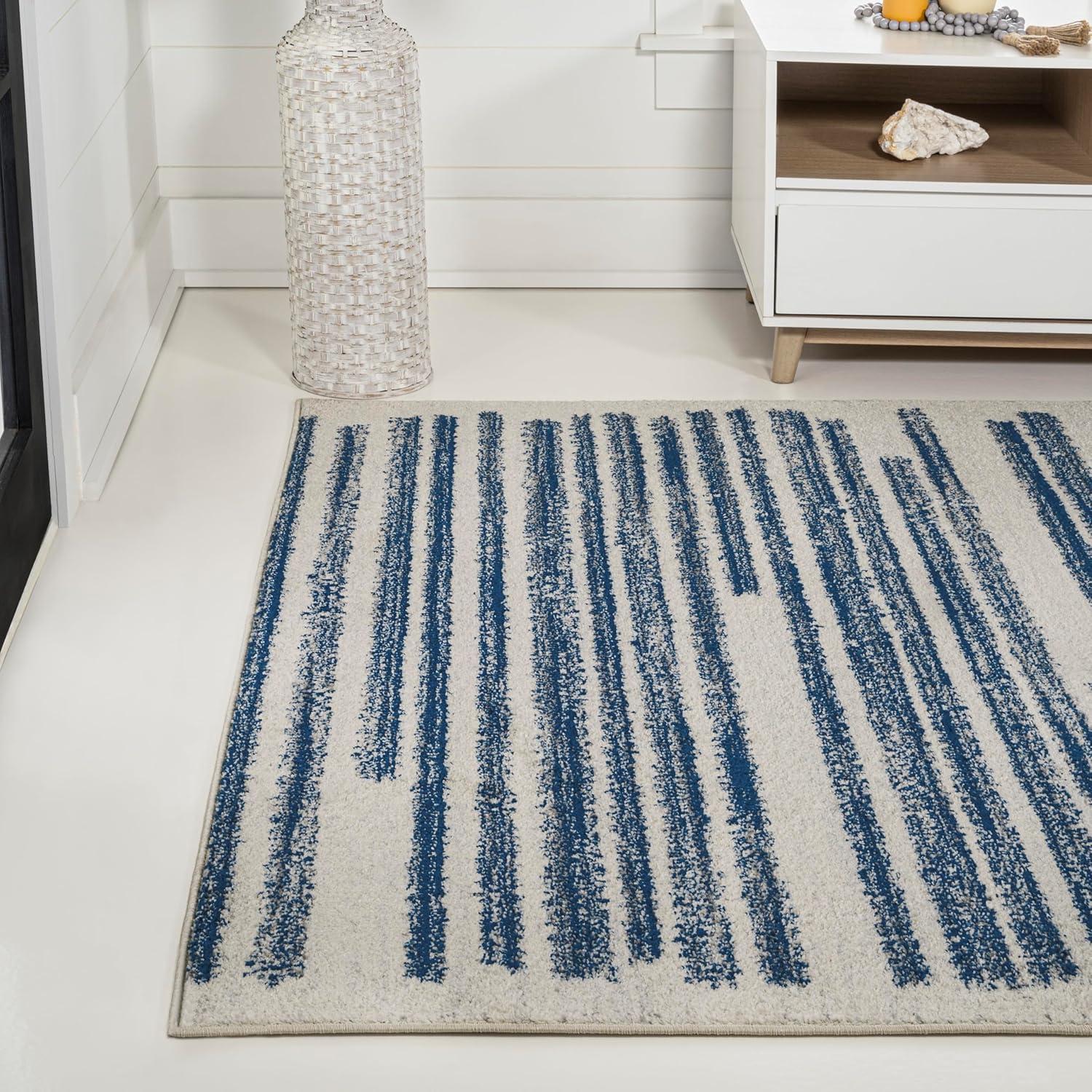 image:imageJONATHAN Y Khalil Modern Berber Stripe CreamBlack Indoor Area Rug 10x13 Contemporary Bohemian EasyCleaning for Living Room Bedroom Kitchen Pet Friendly NonShedding MOH207A13CreamNavy