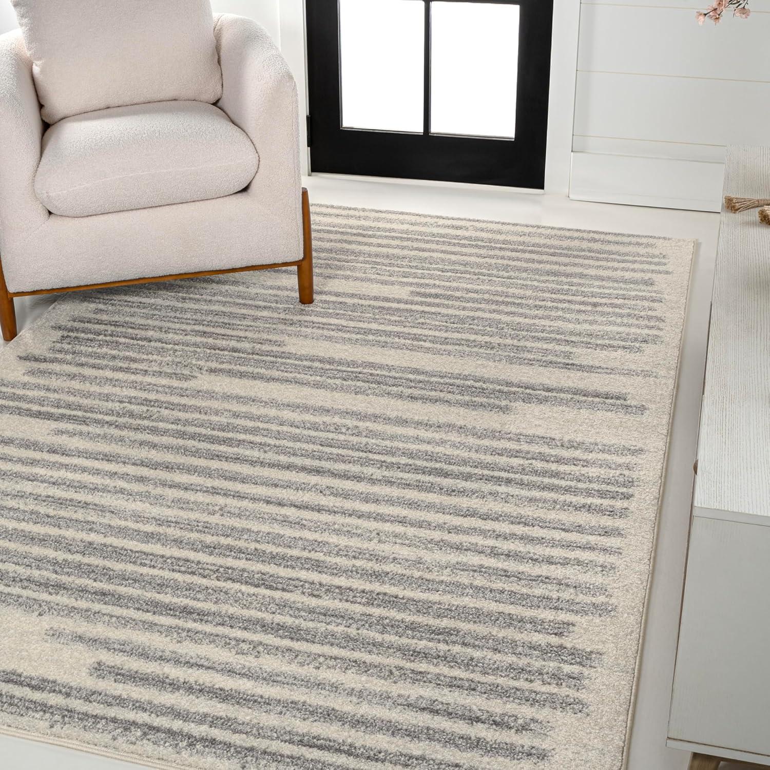 image:imageJONATHAN Y Khalil Modern Berber Stripe CreamBlack Indoor Area Rug 10x13 Contemporary Bohemian EasyCleaning for Living Room Bedroom Kitchen Pet Friendly NonShedding MOH207A13CreamGray
