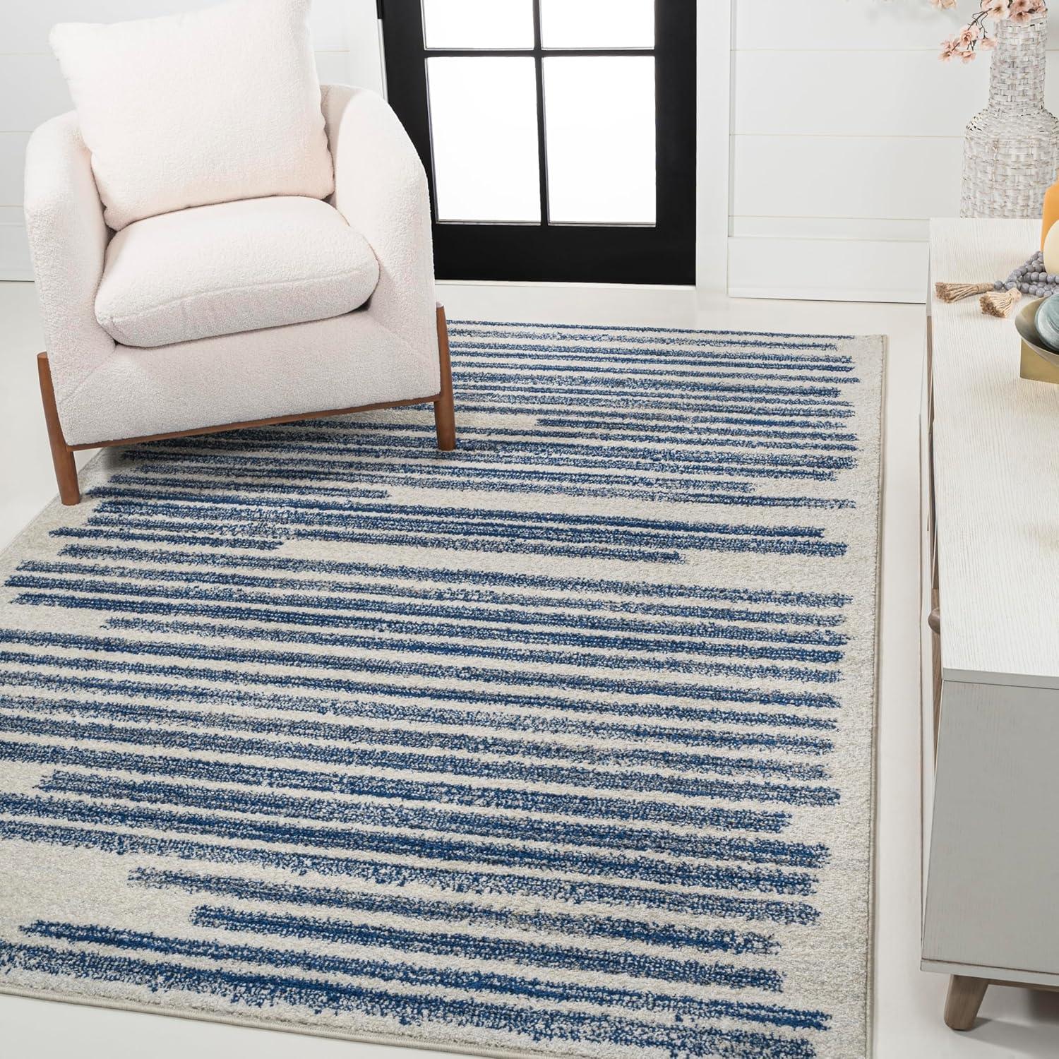 image:imageJONATHAN Y Khalil Modern Berber Stripe CreamBlack Indoor Area Rug 10x13 Contemporary Bohemian EasyCleaning for Living Room Bedroom Kitchen Pet Friendly NonShedding MOH207A13CreamNavy