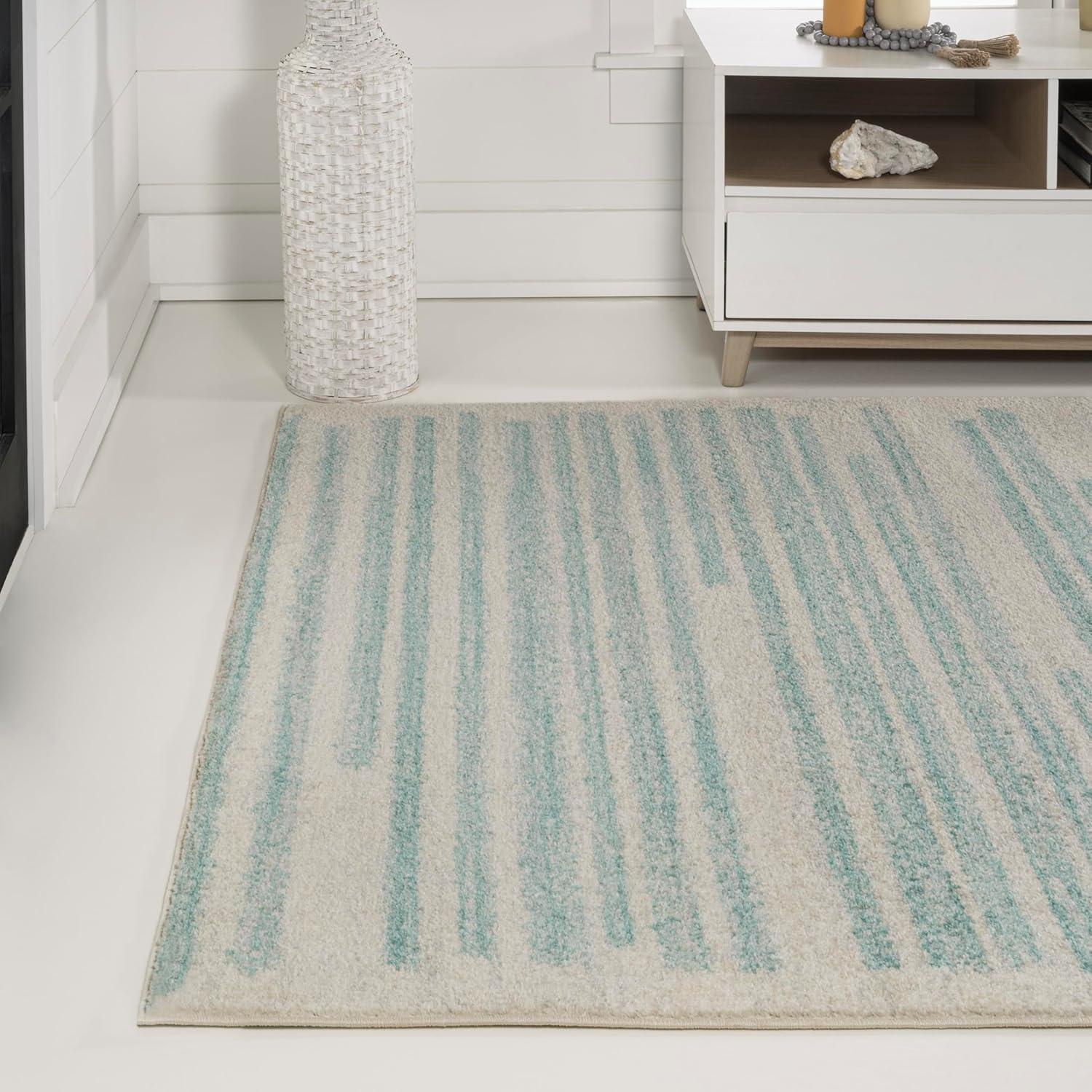 image:imageJONATHAN Y Khalil Modern Berber Stripe CreamBlack Indoor Area Rug 10x13 Contemporary Bohemian EasyCleaning for Living Room Bedroom Kitchen Pet Friendly NonShedding MOH207A13CreamTurquoise