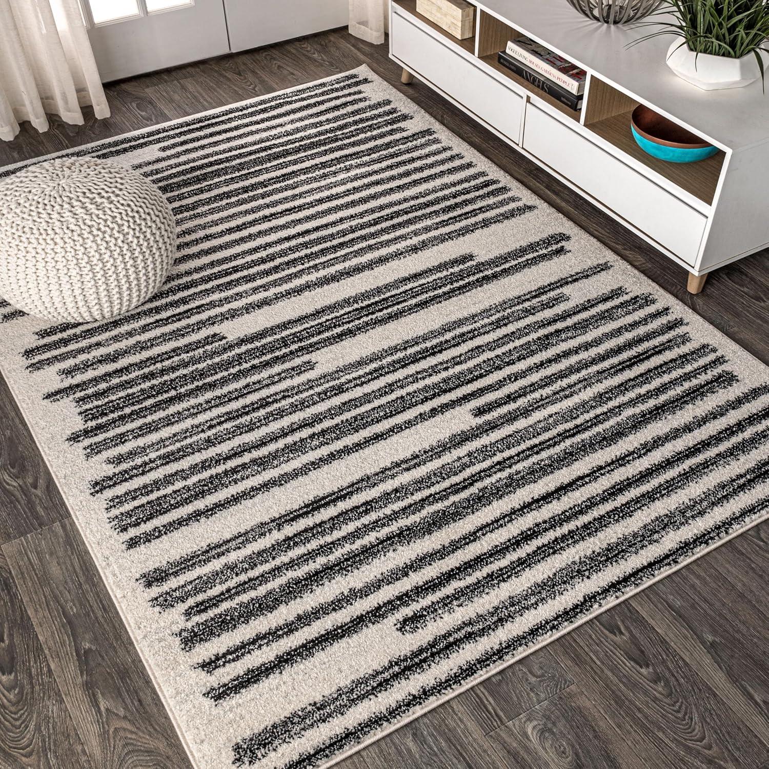 image:imageJONATHAN Y Khalil Modern Berber Stripe CreamBlack Indoor Area Rug 10x13 Contemporary Bohemian EasyCleaning for Living Room Bedroom Kitchen Pet Friendly NonShedding MOH207A13CreamBlack
