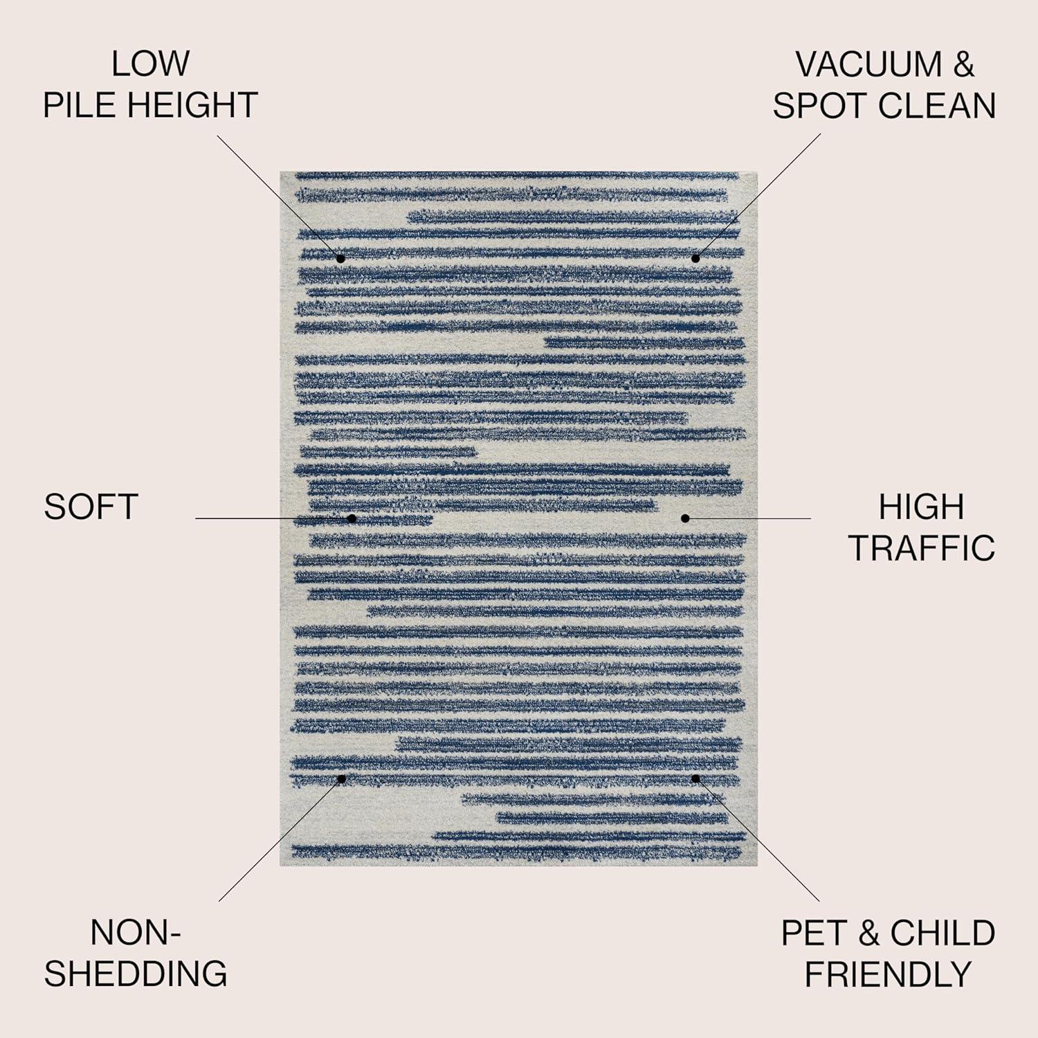 image:imageJONATHAN Y Khalil Modern Berber Stripe CreamBlack Indoor Area Rug 10x13 Contemporary Bohemian EasyCleaning for Living Room Bedroom Kitchen Pet Friendly NonShedding MOH207A13CreamNavy