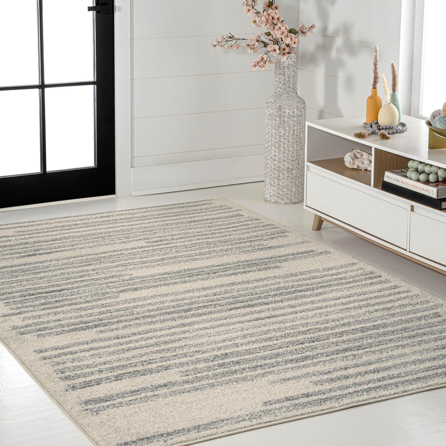 image:imageJONATHAN Y Khalil Modern Berber Stripe CreamBlack Indoor Area Rug 10x13 Contemporary Bohemian EasyCleaning for Living Room Bedroom Kitchen Pet Friendly NonShedding MOH207A13CreamGray