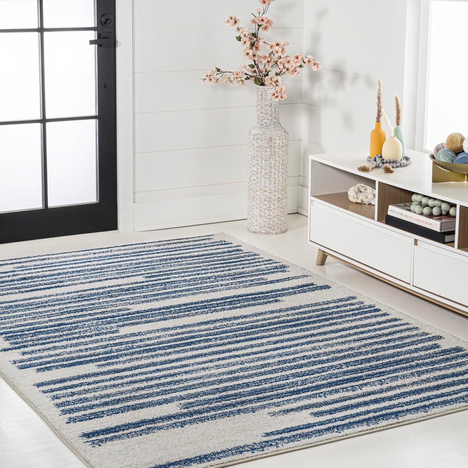 image:imageJONATHAN Y Khalil Modern Berber Stripe CreamBlack Indoor Area Rug 10x13 Contemporary Bohemian EasyCleaning for Living Room Bedroom Kitchen Pet Friendly NonShedding MOH207A13CreamNavy