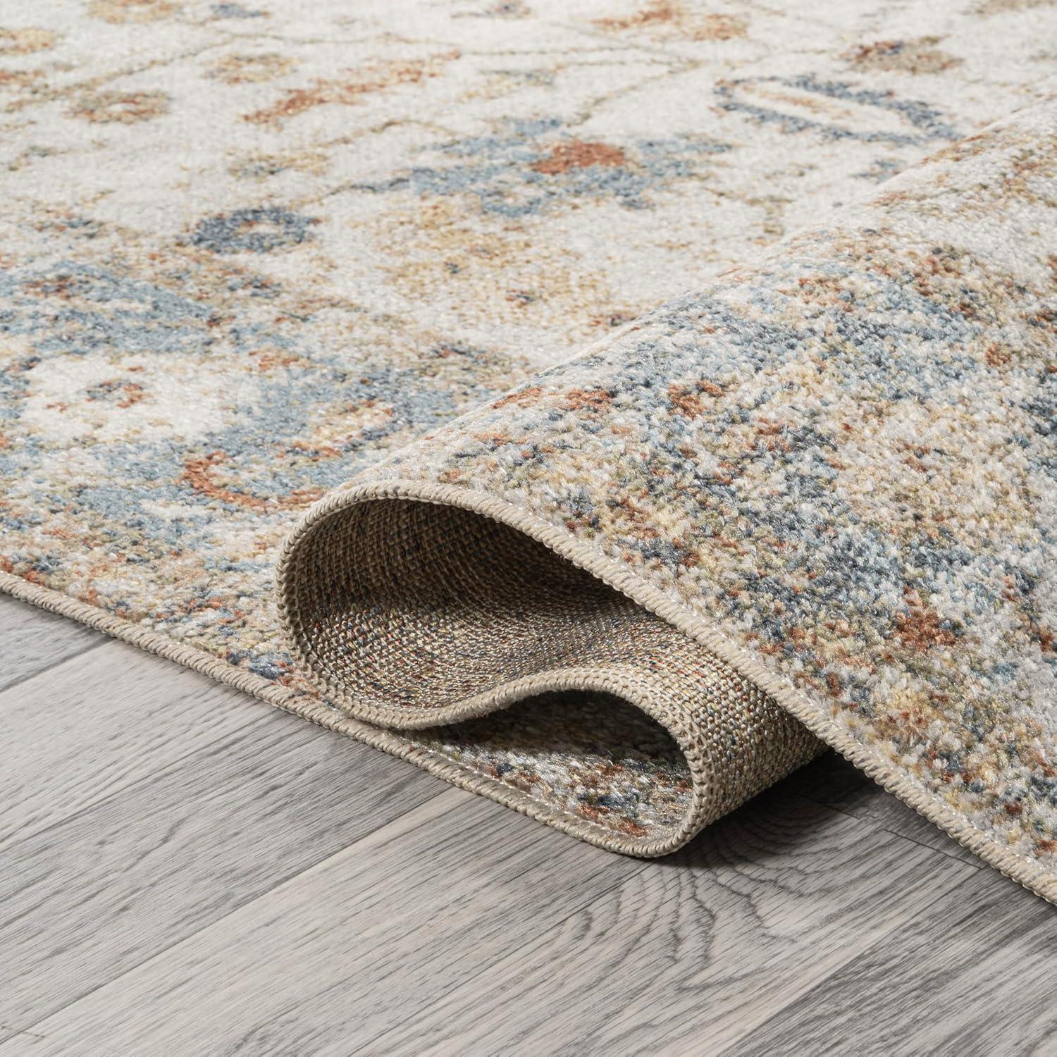 image:imageJONATHAN Y Machine Washable CreamTerra Indoor Area Rug 3X5 ft Hiero Border LowPile for Living Room Bedroom Kitchen Office EasyCleaning High Traffic PetFriendly NonShedding WSH314A3HierocreamTerra