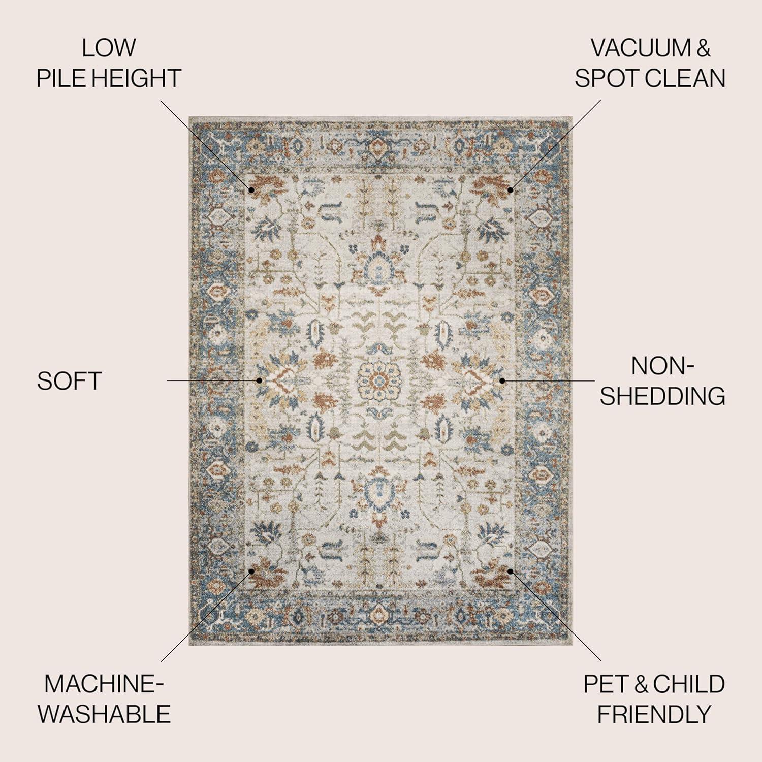 image:imageJONATHAN Y Machine Washable CreamTerra Indoor Area Rug 3X5 ft Hiero Border LowPile for Living Room Bedroom Kitchen Office EasyCleaning High Traffic PetFriendly NonShedding WSH314A3HierocreamTerra