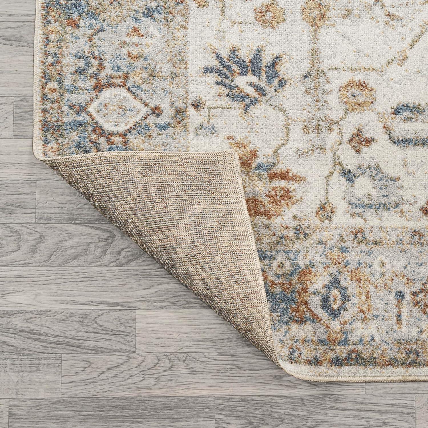 image:imageJONATHAN Y Machine Washable CreamTerra Indoor Area Rug 3X5 ft Hiero Border LowPile for Living Room Bedroom Kitchen Office EasyCleaning High Traffic PetFriendly NonShedding WSH314A3HierocreamTerra