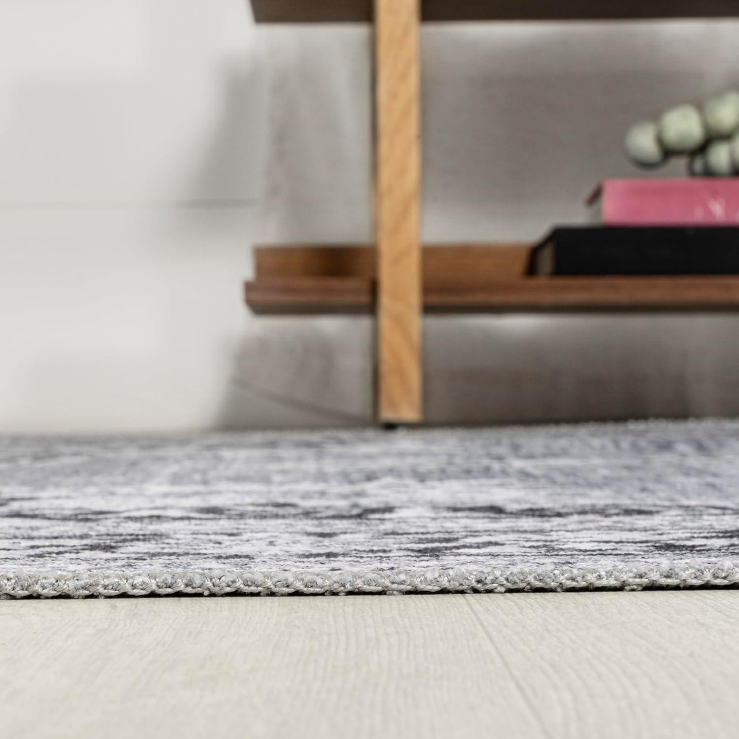 image:imageJONATHAN Y Machine Washable Indoor Area Rug 3X5 Dark PinkBlackWhite Bausch Bohemian Distressed Chenille for Living Room Bedroom Kitchen EasyCleaning PetFriendly NonShedding WSH201B3BauschgrayWhite