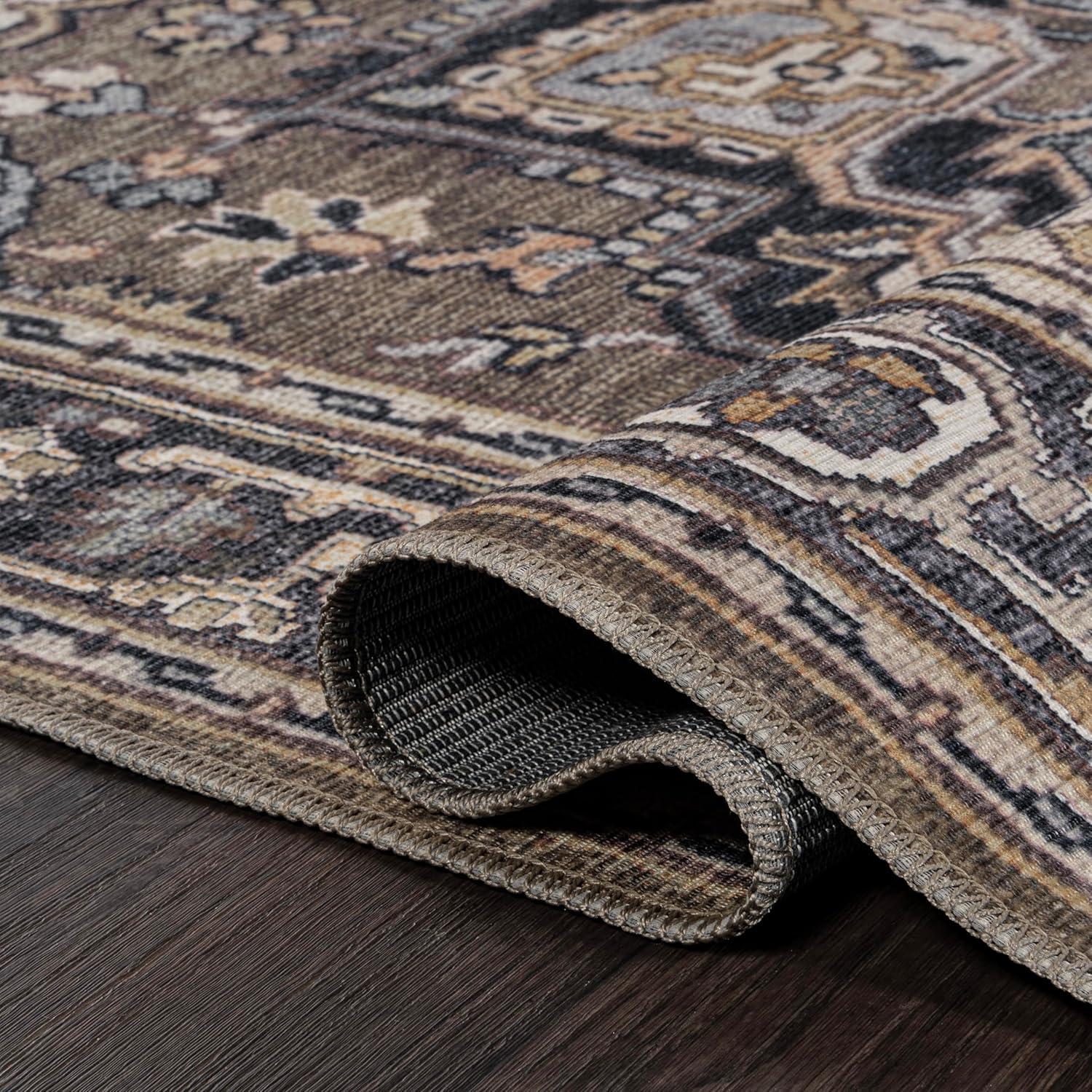 image:imageJONATHAN Y Machine Washable Indoor Area Rug 3X5 GreenNavyCream Cirali Ornate Large Medallion for Living Room Bedroom Kitchen Office EasyCleaning PetFriendly NonShedding WSH105C3CiraligreenNavyCream