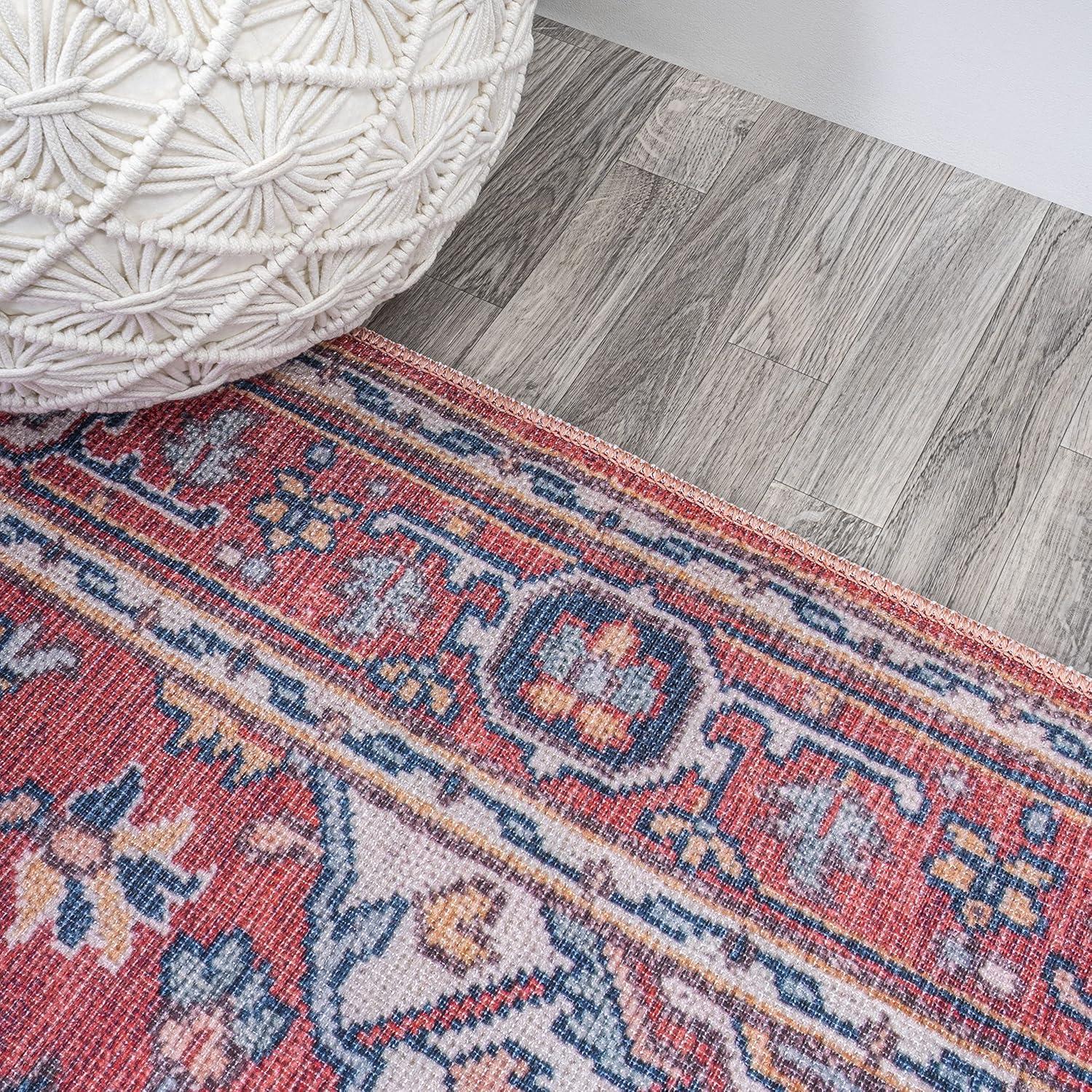 image:imageJONATHAN Y Machine Washable Indoor Area Rug 3X5 GreenNavyCream Cirali Ornate Large Medallion for Living Room Bedroom Kitchen Office EasyCleaning PetFriendly NonShedding WSH105C3CiraliredNavy