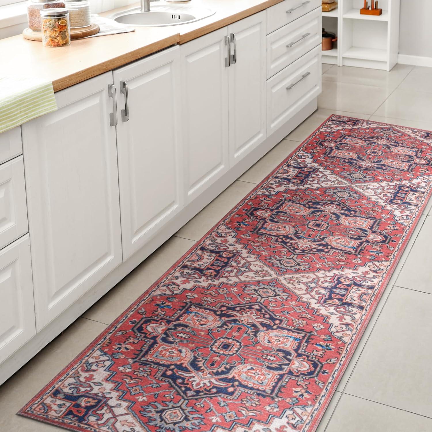 image:imageJONATHAN Y Machine Washable Indoor Area Rug 3X5 GreenNavyCream Cirali Ornate Large Medallion for Living Room Bedroom Kitchen Office EasyCleaning PetFriendly NonShedding WSH105C3CiraliredNavy