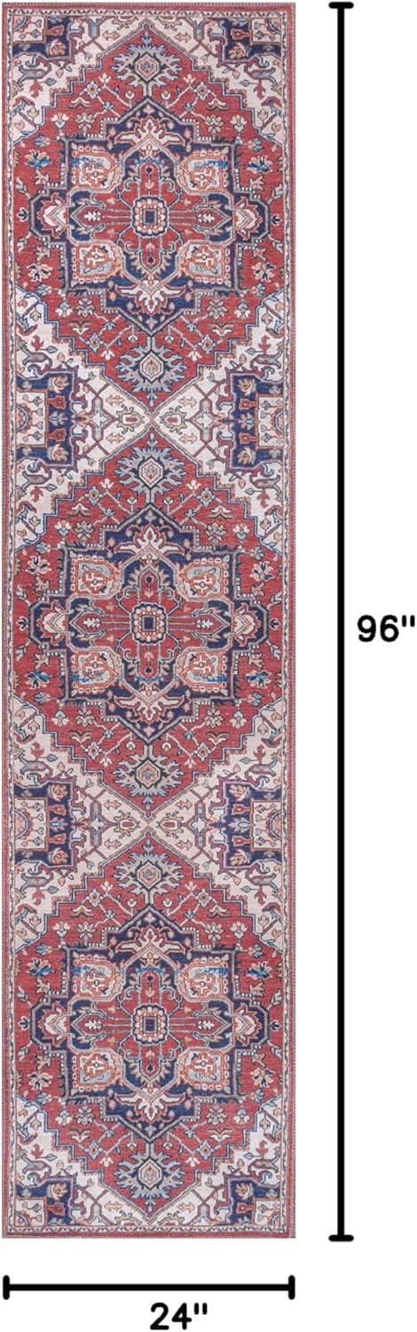 image:imageJONATHAN Y Machine Washable Indoor Area Rug 3X5 GreenNavyCream Cirali Ornate Large Medallion for Living Room Bedroom Kitchen Office EasyCleaning PetFriendly NonShedding WSH105C3CiraliredNavy