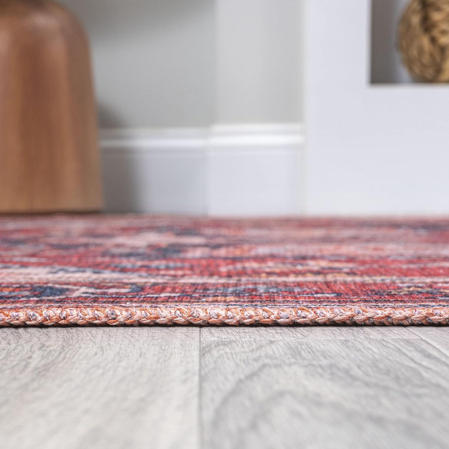 image:imageJONATHAN Y Machine Washable Indoor Area Rug 3X5 GreenNavyCream Cirali Ornate Large Medallion for Living Room Bedroom Kitchen Office EasyCleaning PetFriendly NonShedding WSH105C3CiraliredNavy