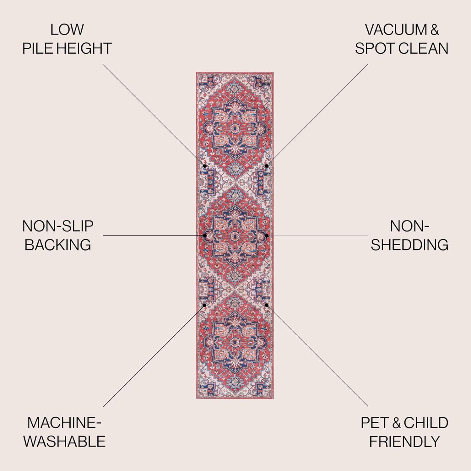 image:imageJONATHAN Y Machine Washable Indoor Area Rug 3X5 GreenNavyCream Cirali Ornate Large Medallion for Living Room Bedroom Kitchen Office EasyCleaning PetFriendly NonShedding WSH105C3CiraliredNavy