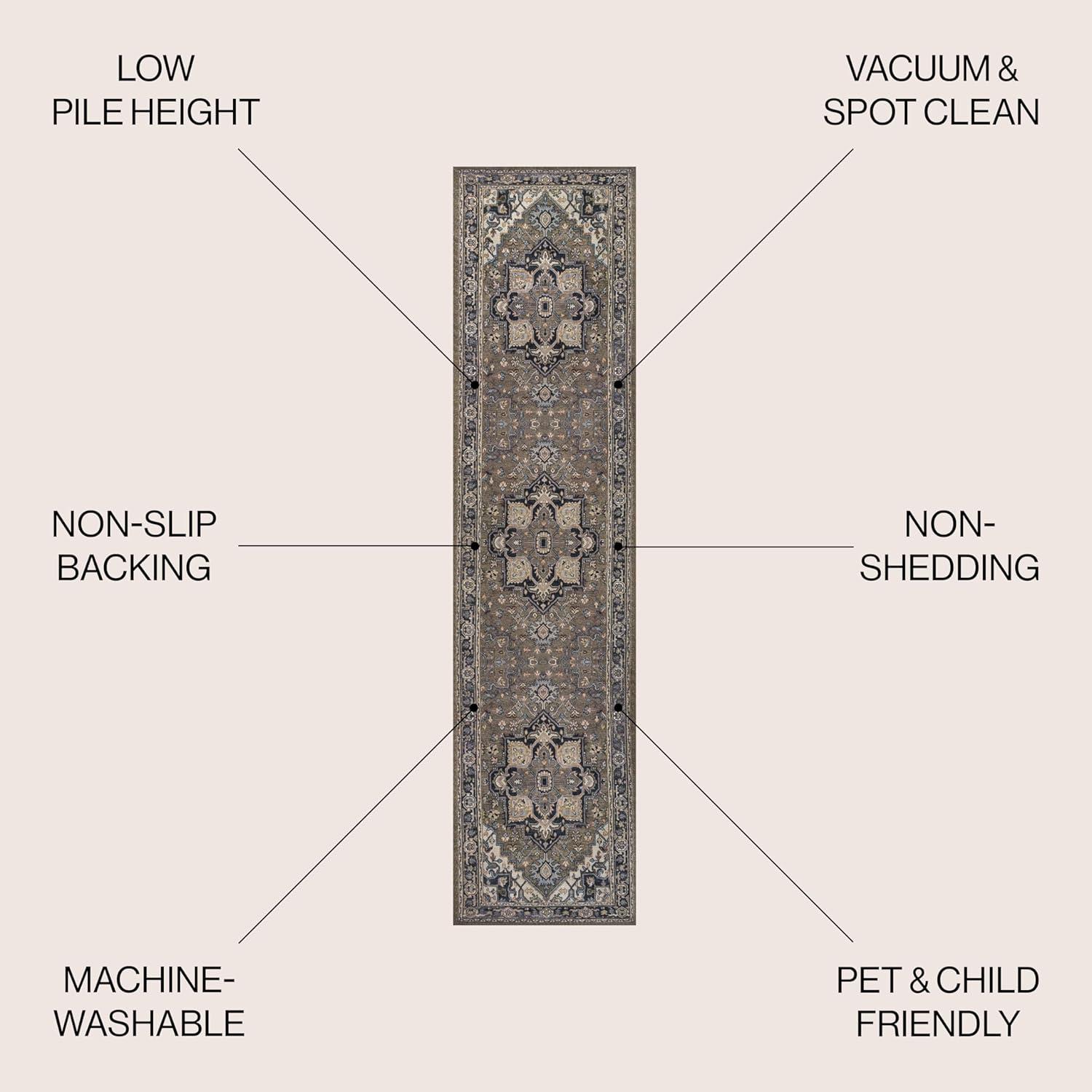 image:imageJONATHAN Y Machine Washable Indoor Area Rug 3X5 GreenNavyCream Cirali Ornate Large Medallion for Living Room Bedroom Kitchen Office EasyCleaning PetFriendly NonShedding WSH105C3CiraligreenNavyCream