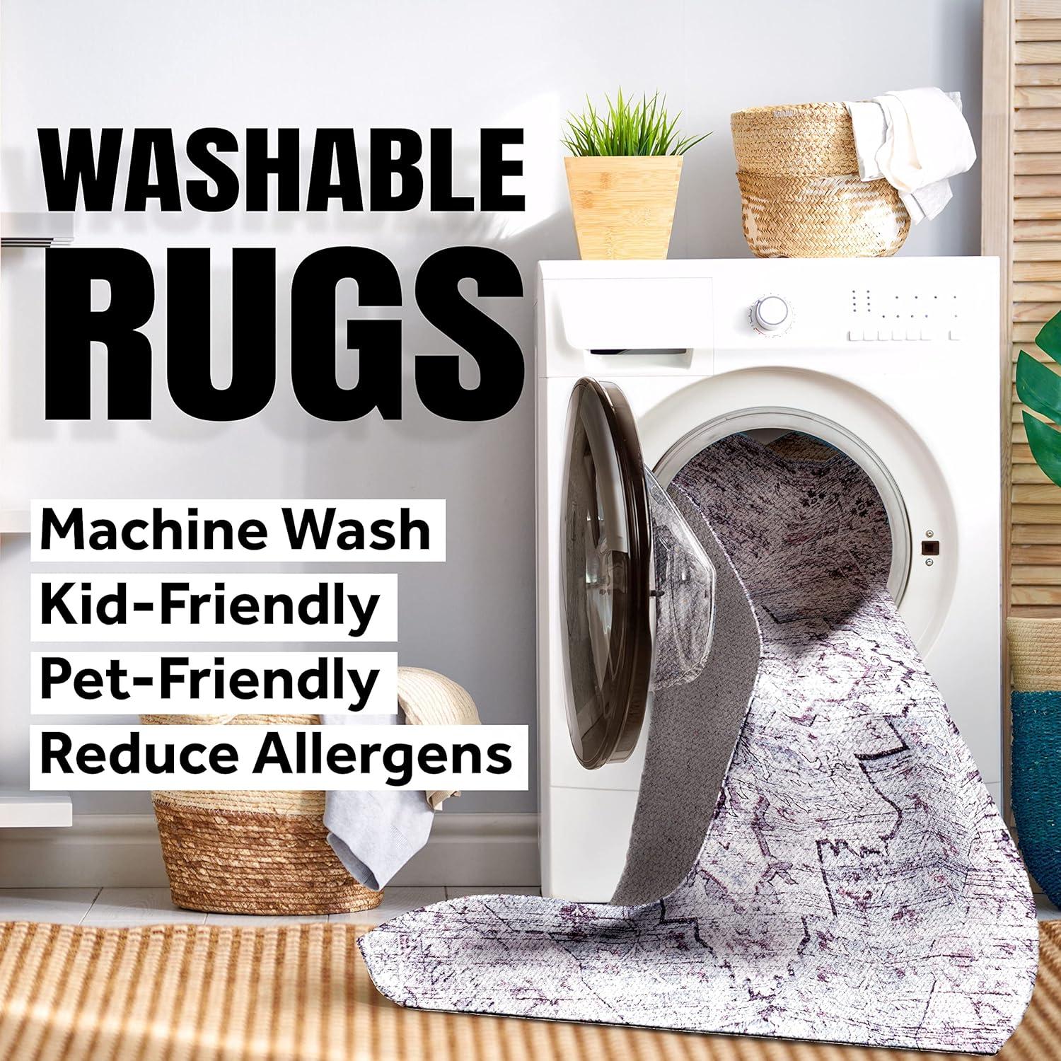 image:imageJONATHAN Y Machine Washable Indoor Area Rug 3X5 GreenNavyCream Cirali Ornate Large Medallion for Living Room Bedroom Kitchen Office EasyCleaning PetFriendly NonShedding WSH105C3CiraliblueBeige