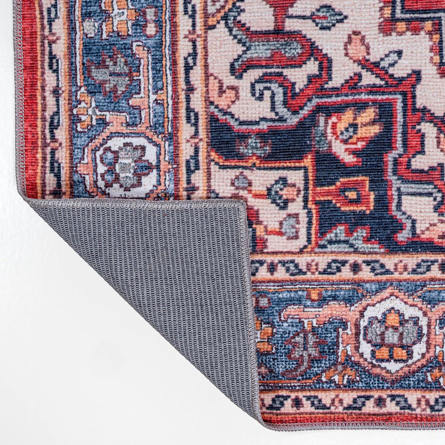 image:imageJONATHAN Y Machine Washable Indoor Area Rug 3X5 GreenNavyCream Cirali Ornate Large Medallion for Living Room Bedroom Kitchen Office EasyCleaning PetFriendly NonShedding WSH105C3CiraliredNavy