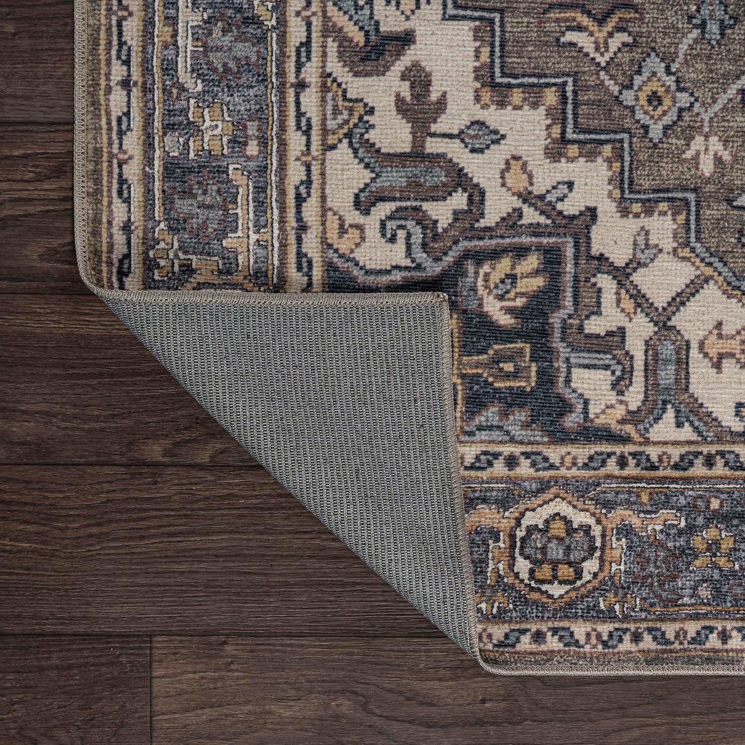 image:imageJONATHAN Y Machine Washable Indoor Area Rug 3X5 GreenNavyCream Cirali Ornate Large Medallion for Living Room Bedroom Kitchen Office EasyCleaning PetFriendly NonShedding WSH105C3CiraligreenNavyCream