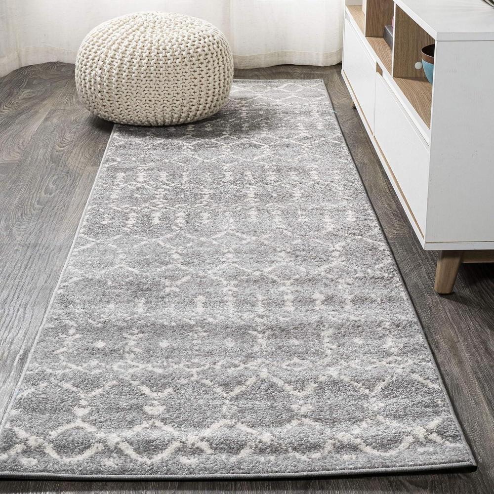 image:imageJONATHAN Y Boho Vintage Diamond CreamNavy Indoor Area Rug 9X12 ft Moroccan Hype for Living Room Bedroom Kitchen Office EasyCleaning High Traffic PetFriendly NonShedding MOH101F9GrayIvory