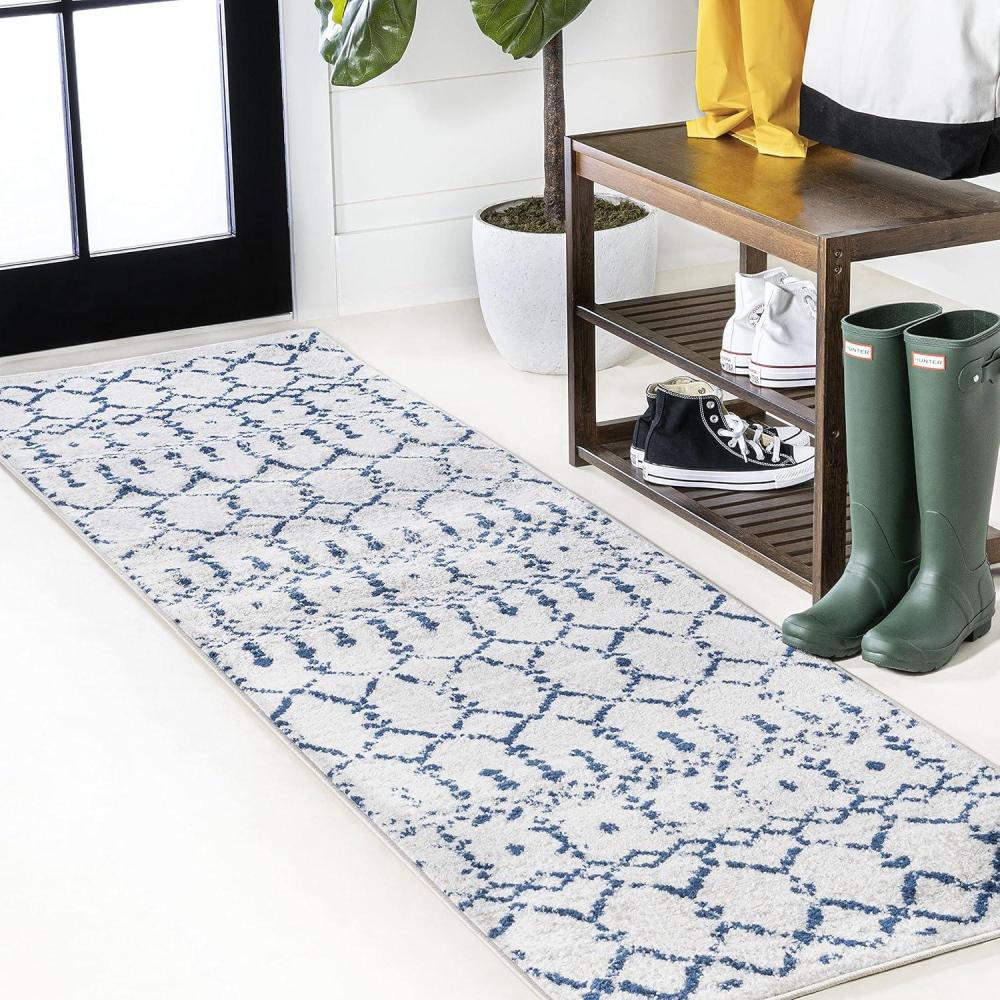 image:imageJONATHAN Y Boho Vintage Diamond CreamNavy Indoor Area Rug 9X12 ft Moroccan Hype for Living Room Bedroom Kitchen Office EasyCleaning High Traffic PetFriendly NonShedding MOH101F9CreamNavy