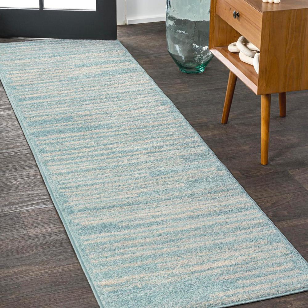 image:imageJONATHAN Y Khalil Modern Berber Stripe CreamBlack Indoor Area Rug 10x13 Contemporary Bohemian EasyCleaning for Living Room Bedroom Kitchen Pet Friendly NonShedding MOH207A13TurquoiseCream