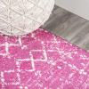 JONATHAN Y Boho Vintage Diamond Cream/Navy Indoor Area Rug 9X12 ft, Moroccan Hype for Living Room, Bedroom, Kitchen, Office, Easy-Cleaning, High Traffic, Pet-Friendly, Non-Shedding (MOH101F-9)(Fuchsia/Ivory)