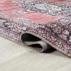 JONATHAN Y Machine Washable Indoor Area Rug 3X5 Dark Pink/Black/White, Bausch Bohemian Distressed Chenille for Living Room, Bedroom, Kitchen, Easy-Cleaning, Pet-Friendly, Non-Shedding WSH201B-3(Bausch-dark Pink/Black/White)