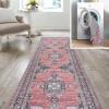 JONATHAN Y Machine Washable Indoor Area Rug 3X5 Dark Pink/Black/White, Bausch Bohemian Distressed Chenille for Living Room, Bedroom, Kitchen, Easy-Cleaning, Pet-Friendly, Non-Shedding WSH201B-3(Bausch-dark Pink/Black/White)