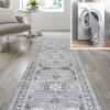 JONATHAN Y Machine Washable Indoor Area Rug 3X5 Dark Pink/Black/White, Bausch Bohemian Distressed Chenille for Living Room, Bedroom, Kitchen, Easy-Cleaning, Pet-Friendly, Non-Shedding WSH201B-3(Bausch-gray/White)