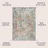 JONATHAN Y Machine Washable Terra/Blue Indoor Area Rug 3X5 ft, Armae Distressed Medallion Chenille for Living Room, Bedroom, Kitchen, Office, Easy-Cleaning, Pet-Friendly, Non-Shedding WSH200A-3