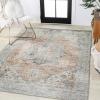 JONATHAN Y Machine Washable Terra/Blue Indoor Area Rug 3X5 ft, Armae Distressed Medallion Chenille for Living Room, Bedroom, Kitchen, Office, Easy-Cleaning, Pet-Friendly, Non-Shedding WSH200A-3