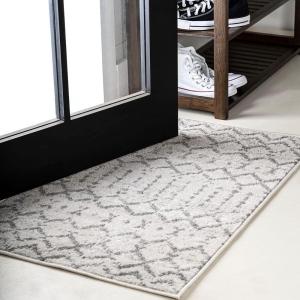 JONATHAN Y Boho Vintage Diamond Cream/Navy Indoor Area Rug 9X12 ft, Moroccan Hype for Living Room, Bedroom, Kitchen, Office, Easy-Cleaning, High Traffic, Pet-Friendly, Non-Shedding (MOH101F-9)(Cream/Gray)