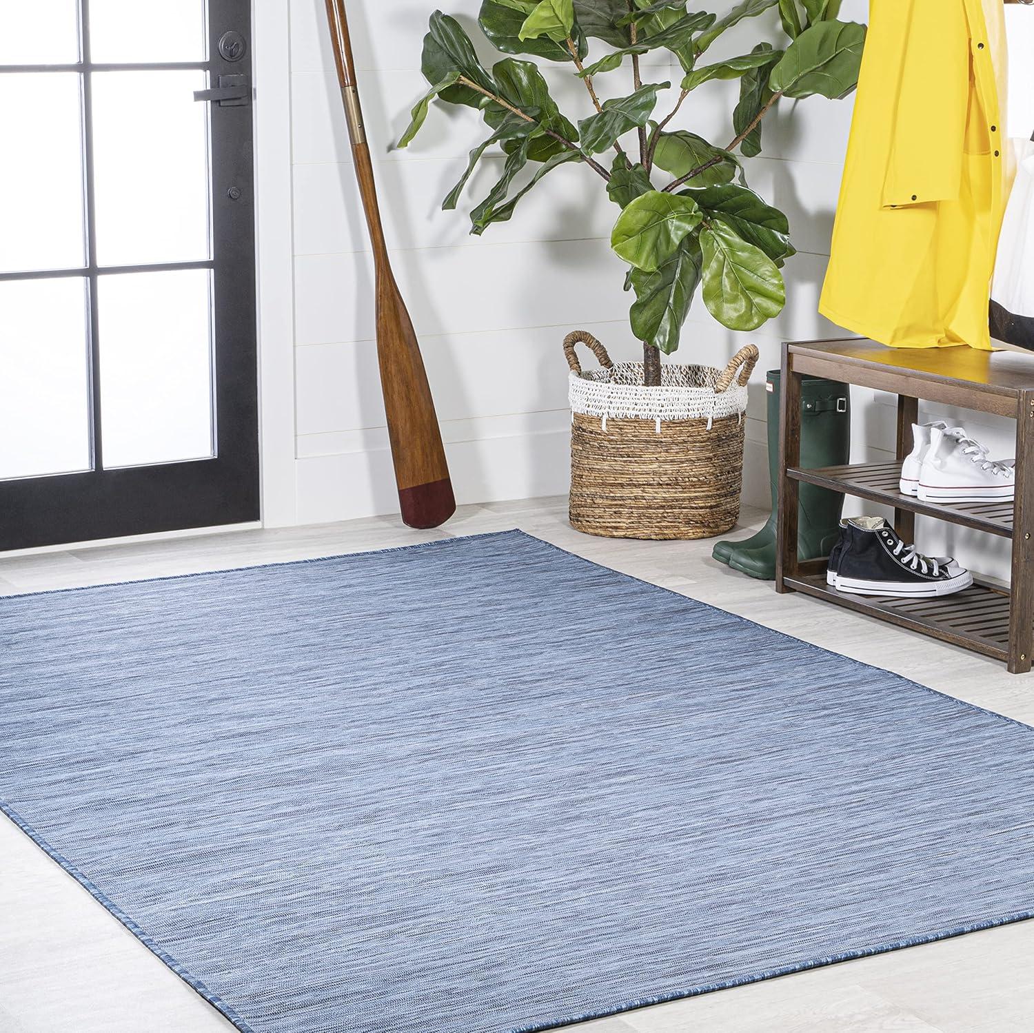 image:imageJONATHAN Y Flatweave Solid Indoor Outdoor Area Rug 3X5 Blue Ethan Modern for Backyard Patio Porch EasyCleaning High Traffic PetFriendly NonShedding TSN100B3Blue