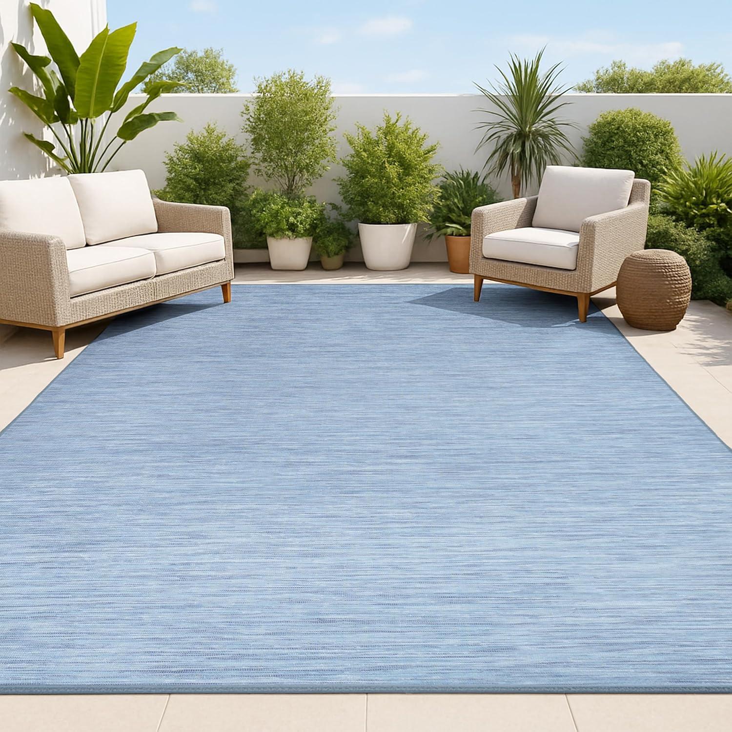 image:imageJONATHAN Y Flatweave Solid Indoor Outdoor Area Rug 3X5 Blue Ethan Modern for Backyard Patio Porch EasyCleaning High Traffic PetFriendly NonShedding TSN100B3Blue
