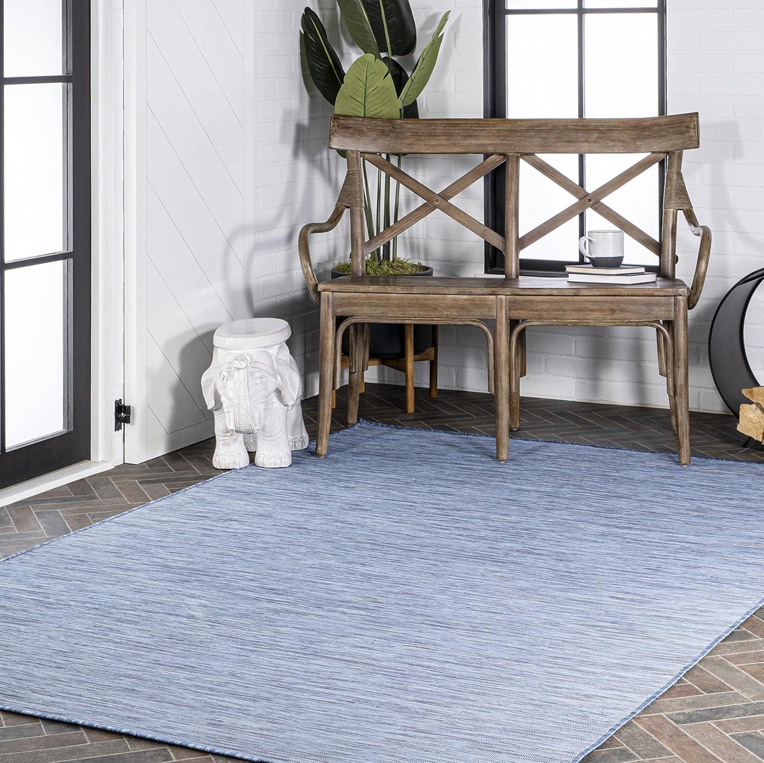 image:imageJONATHAN Y Flatweave Solid Indoor Outdoor Area Rug 3X5 Blue Ethan Modern for Backyard Patio Porch EasyCleaning High Traffic PetFriendly NonShedding TSN100B3Blue