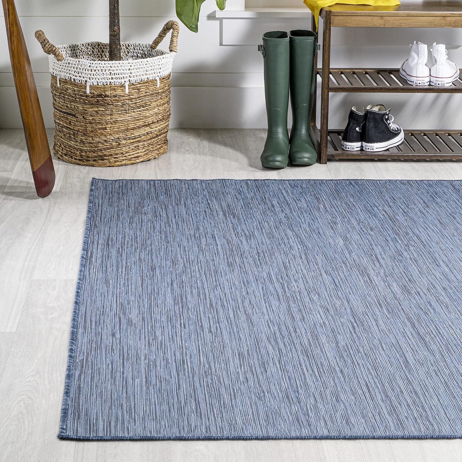 image:imageJONATHAN Y Flatweave Solid Indoor Outdoor Area Rug 3X5 Blue Ethan Modern for Backyard Patio Porch EasyCleaning High Traffic PetFriendly NonShedding TSN100B3Blue