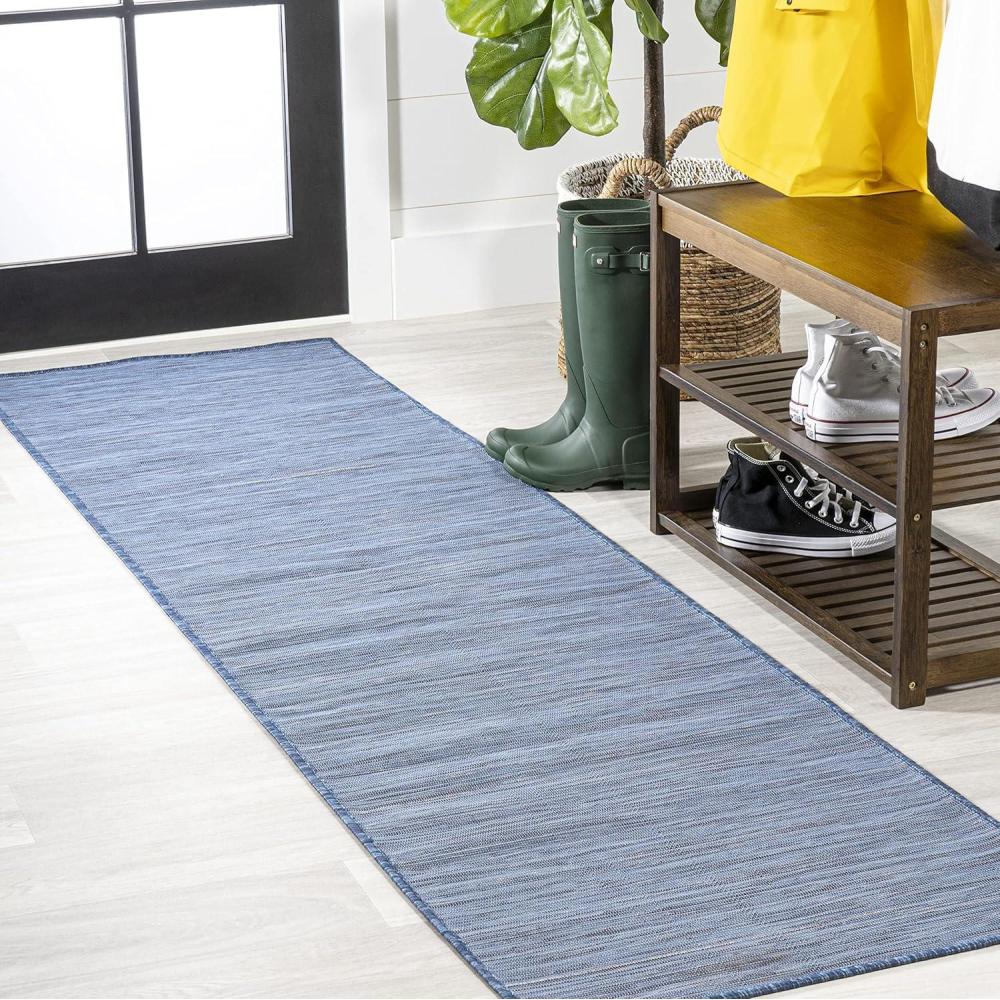 image:imageJONATHAN Y Flatweave Solid Indoor Outdoor Area Rug 3X5 Blue Ethan Modern for Backyard Patio Porch EasyCleaning High Traffic PetFriendly NonShedding TSN100B3Blue