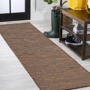JONATHAN Y Flatweave Solid Indoor Outdoor Area Rug 3X5 Blue, Ethan Modern for Backyard, Patio, Porch, Easy-Cleaning, High Traffic, Pet-Friendly, Non-Shedding (TSN100B-3)(Brown)