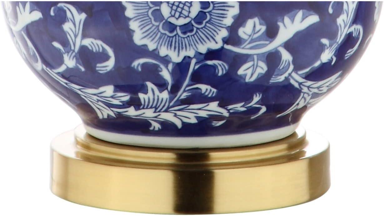 image:imageJONATHAN Y JYL3003A 27 Traditional Chinoiserie Ceramic Table Lamp Blue and White Bedside Lamp for Living Room Bedroom Nightstand End Table Desk Lamp with White Linen Drum Shade LED Bulb Included