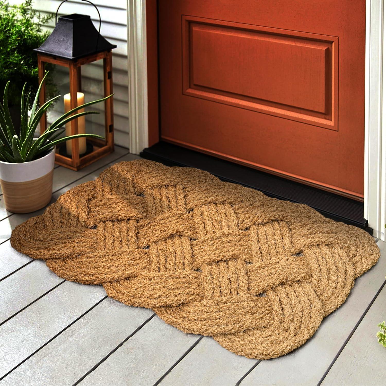 image:imageJONATHAN Y Scalloped Basketweave Coir Indoor Outdoor Mat 18X30 GrayBleach Maeve Classic Coastal for Backyard Patio Porch EasyCleaning High Traffic PetFriendly NonShedding NRF100C1830Natural