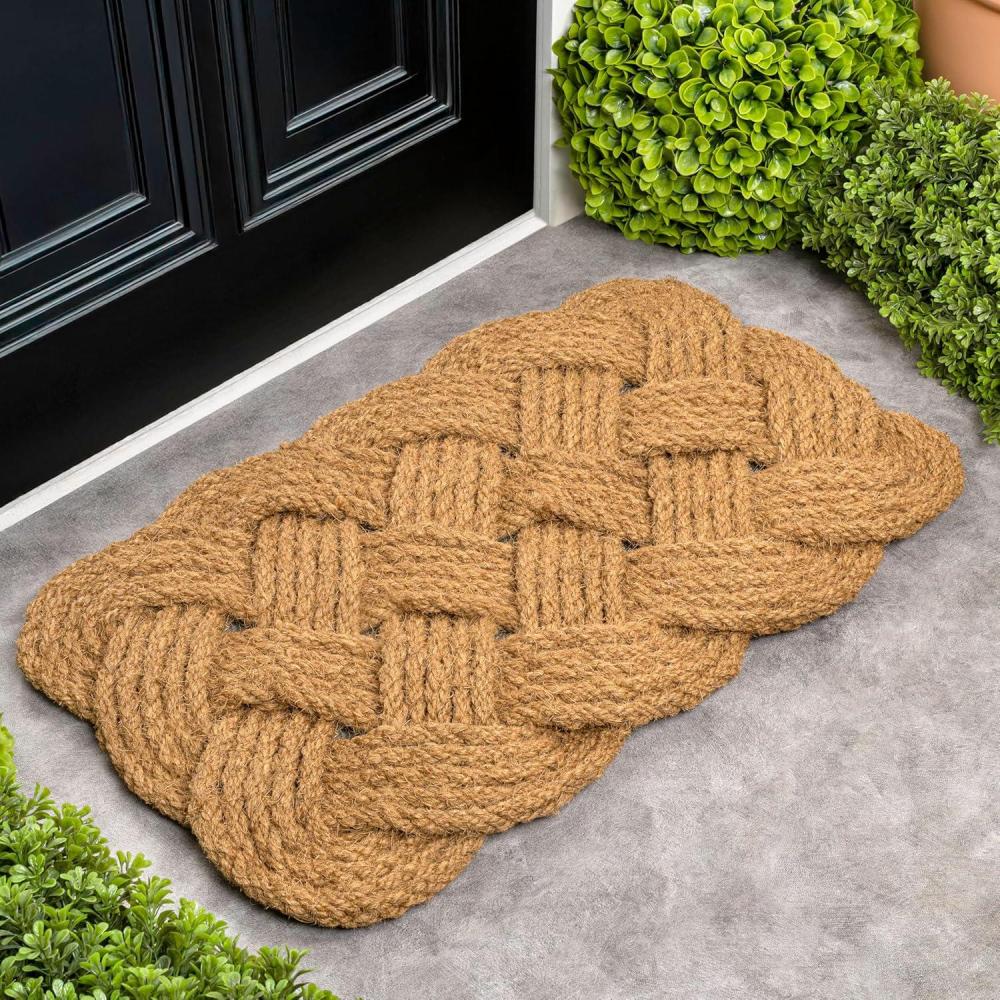 image:imageJONATHAN Y Scalloped Basketweave Coir Indoor Outdoor Mat 18X30 GrayBleach Maeve Classic Coastal for Backyard Patio Porch EasyCleaning High Traffic PetFriendly NonShedding NRF100C1830Natural