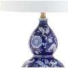 JONATHAN Y JYL3003A 27″ Traditional Chinoiserie Ceramic Table Lamp, Blue and White Bedside Lamp for Living Room, Bedroom Nightstand, End Table Desk Lamp with White Linen Drum Shade, LED Bulb Included