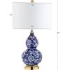 JONATHAN Y JYL3003A 27″ Traditional Chinoiserie Ceramic Table Lamp, Blue and White Bedside Lamp for Living Room, Bedroom Nightstand, End Table Desk Lamp with White Linen Drum Shade, LED Bulb Included
