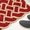 JONATHAN Y Scalloped Basketweave Coir Indoor Outdoor Mat 18″X30″ Gray/Bleach, Maeve Classic Coastal for Backyard, Patio, Porch, Easy-Cleaning, High Traffic, Pet-Friendly, Non-Shedding (NRF100C-1830)(Red/Bleach)